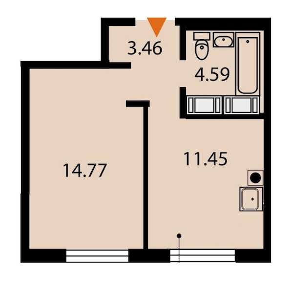 Однокомнатная квартира в : площадь 34.27 м2 , этаж: 2 – купить в Санкт-Петербурге
